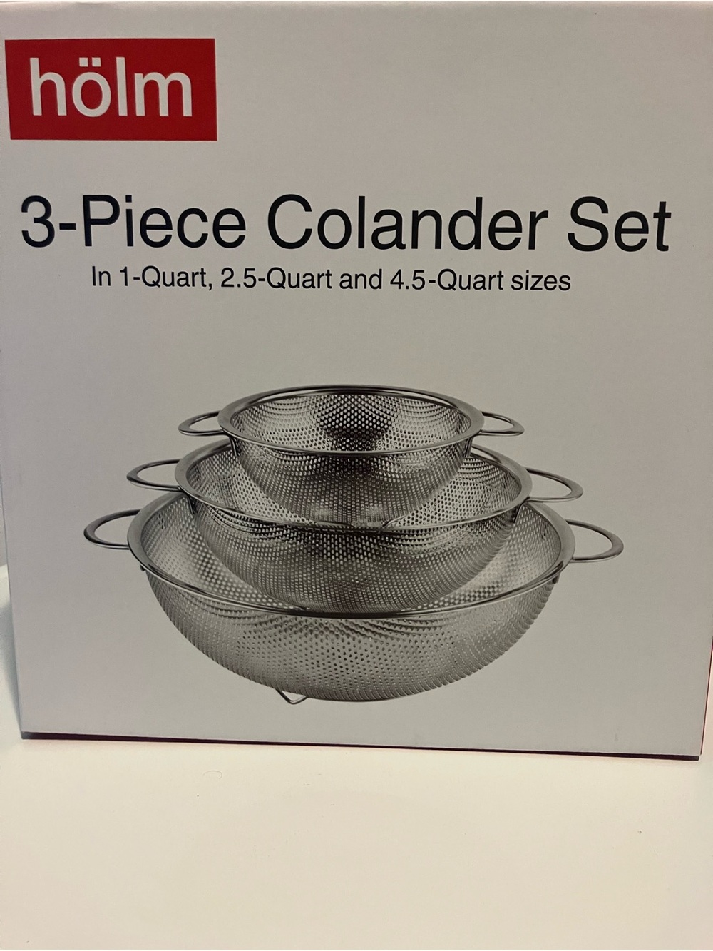 3-Piece Stainless Steel Colander Set - Silver